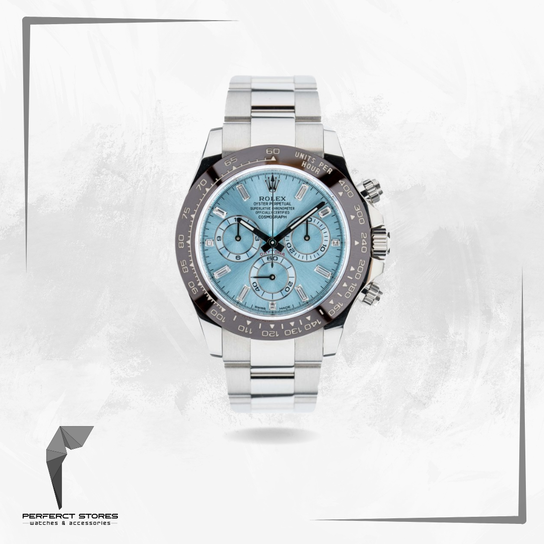 Rolex Daytona Platinum Ice Blue Baguette Dial (2024) - Master Copy