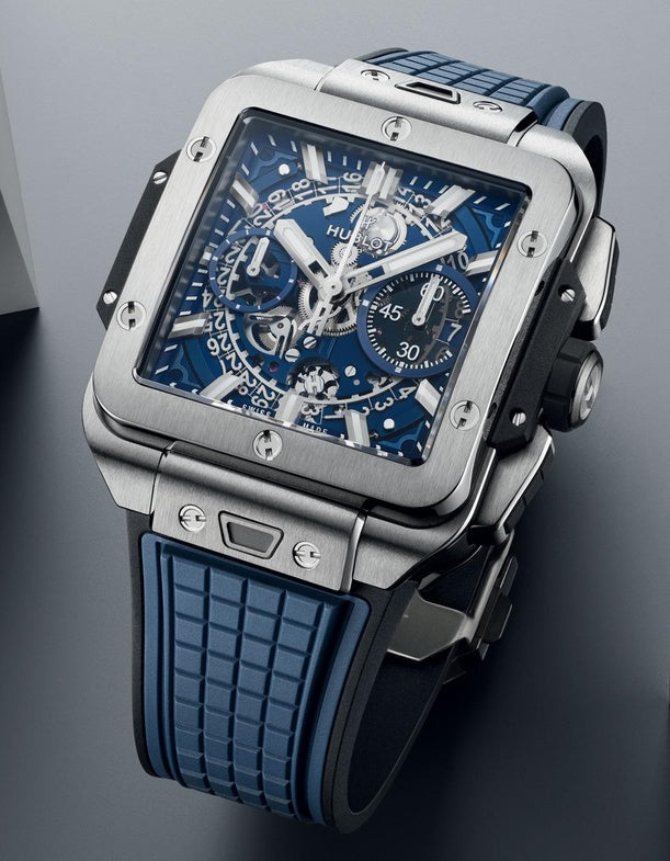 Hublot Square Bang Unico King Silver Blue 42mm - Master Copy