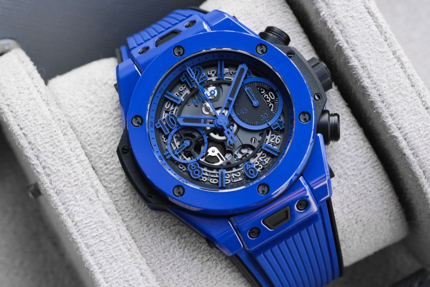 Hublot Watch Big Bang Blue Rubber Strap 44mm - Master Copy