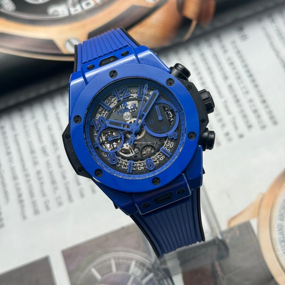 Hublot Watch Big Bang Blue Rubber Strap 44mm - Master Copy