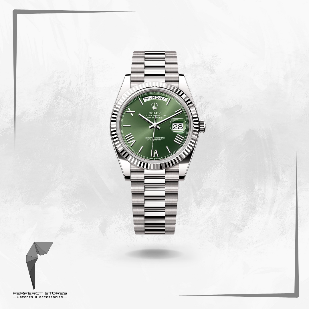 Rolex Day-Date Silver Olive Dial - Master Copy