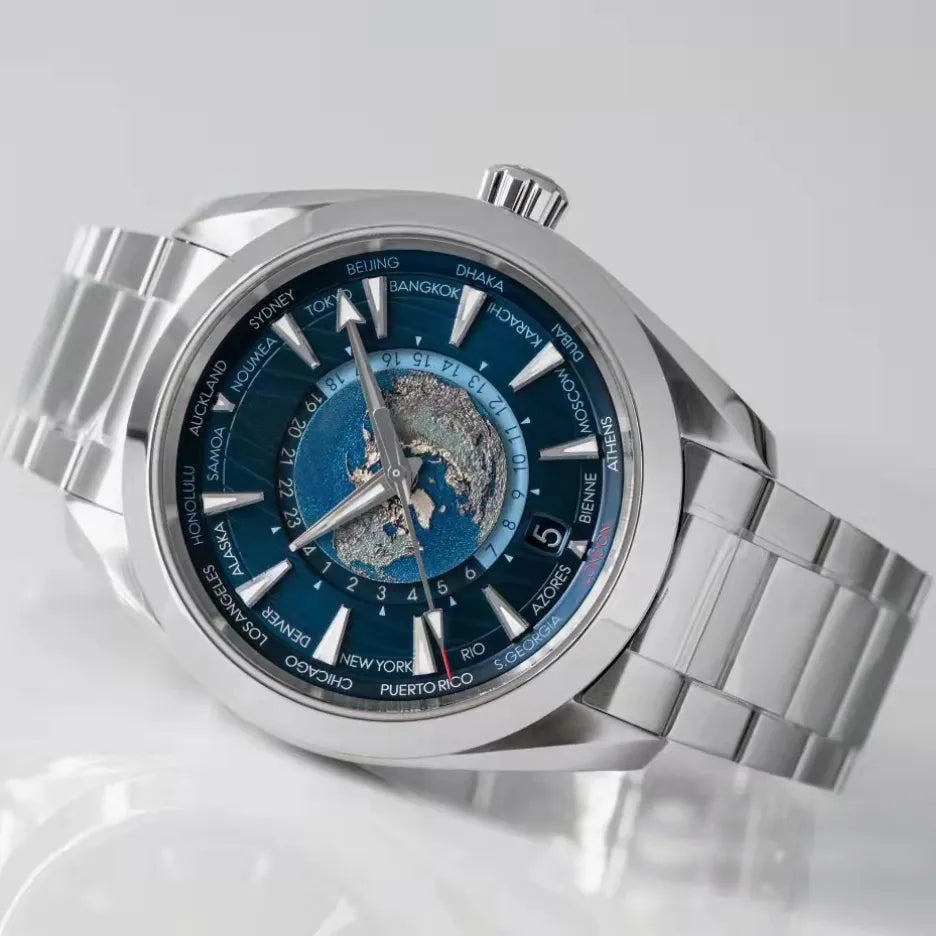 Omega Seamaster Aqua Terra Worldtimer GMT Watch blue dial - Master Copy
