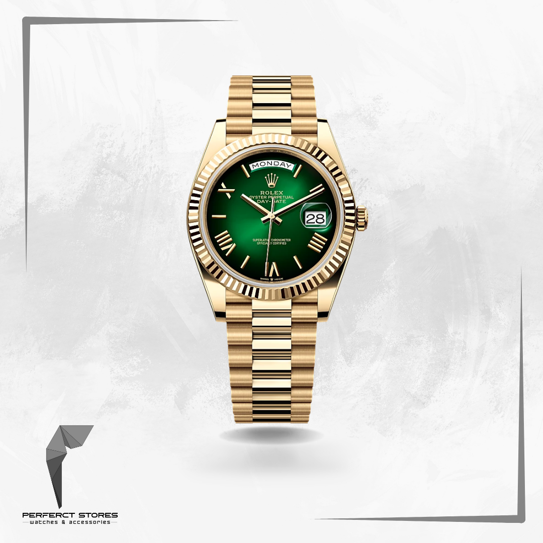 Rolex Day-Date Yellow Gold Green Ombre Roman Numeral Dial - Master Copy