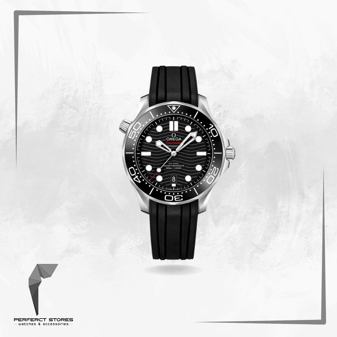 OMEGA Seamaster Diver 300M Co‑Axial Master Chronometer, Black Dial, Black Rubber Strap - Master Copy