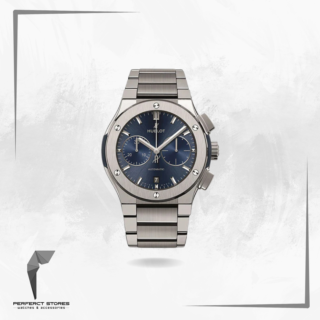 Hublot Classic Fusion Chronograph Silver Blue Dial Bracelet 45mm - Master Copy