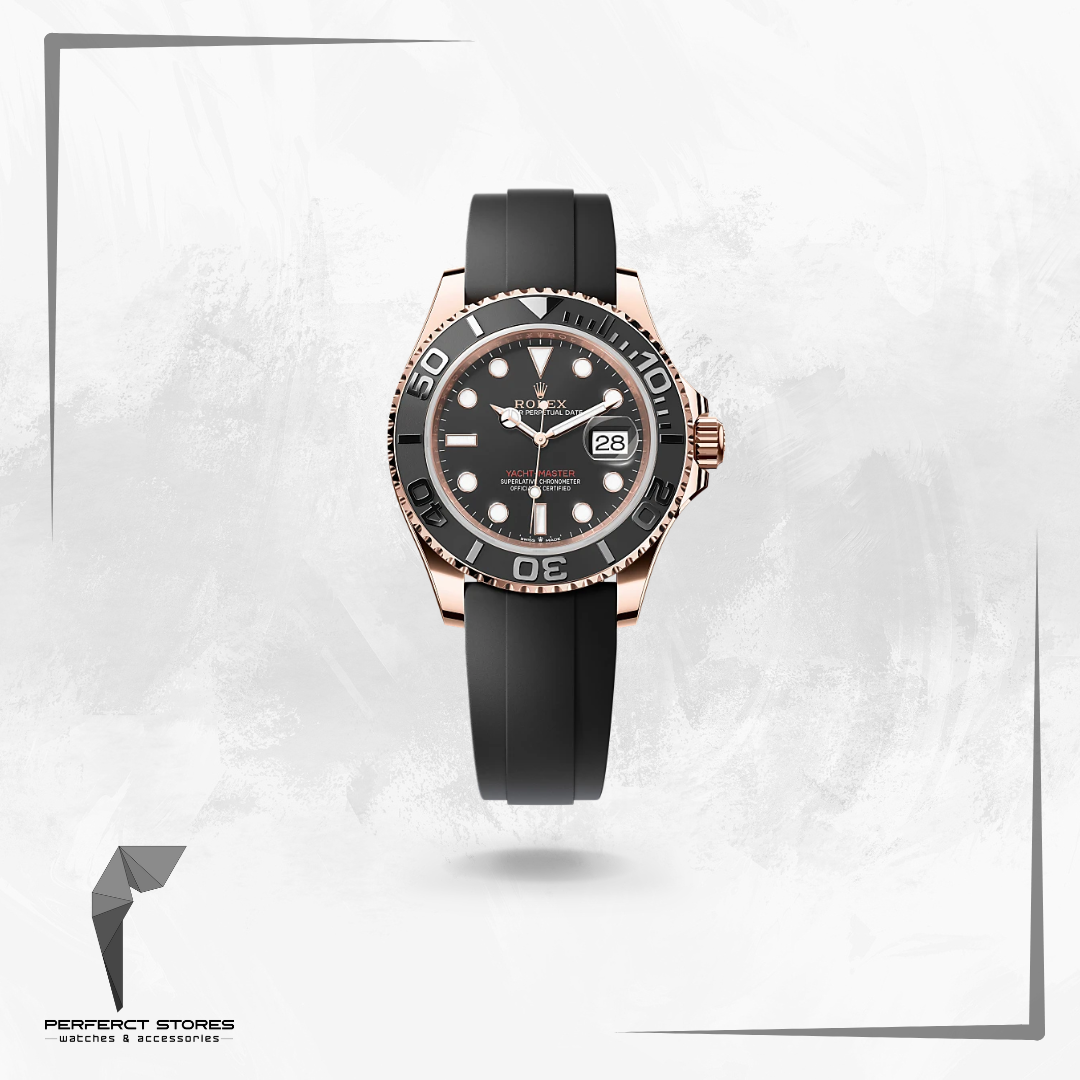 Rolex Yacht‑Master Rose Gold Black Dial Oyster Rubber - Master Copy