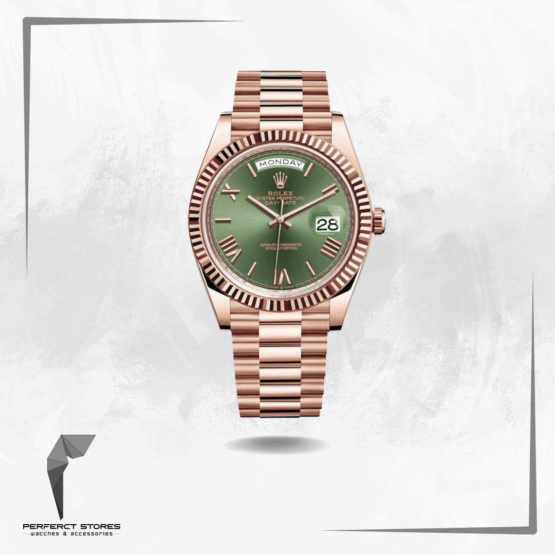 Rolex Day Date President Rose Gold Olive Dial - Master Copy