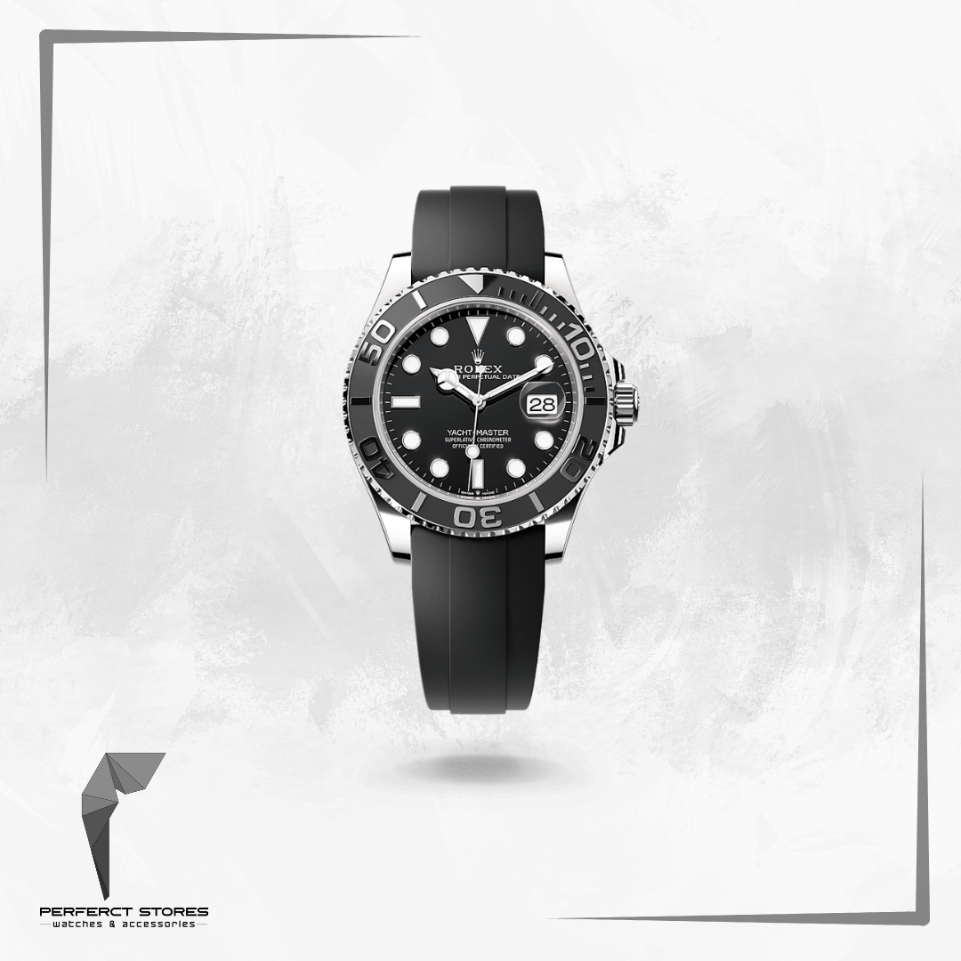 Rolex Yacht‑Master Silver Black Dial Oyster Rubber - Master Copy