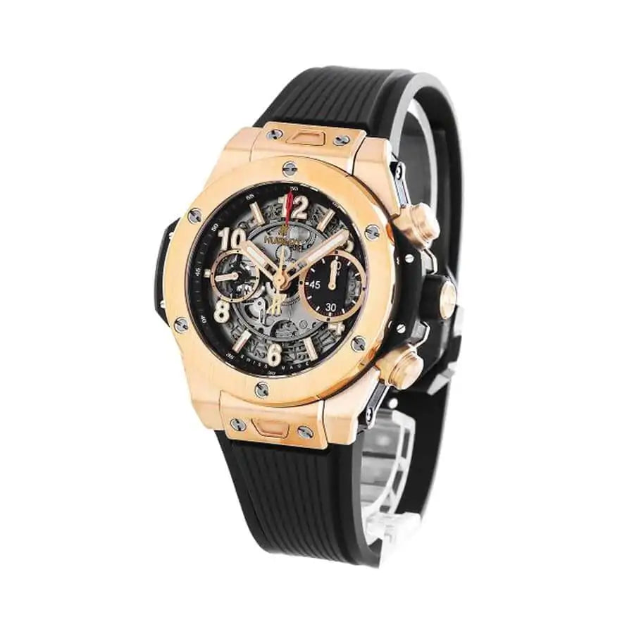 Hublot Watch Big Bang Unico Gold Black Rubber Strap 44mm - Master Copy