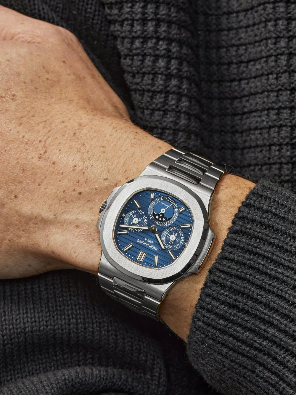 Patek Philippe Nautilus Chronograph Date Stainless Steel Blue Dial - Master Copy