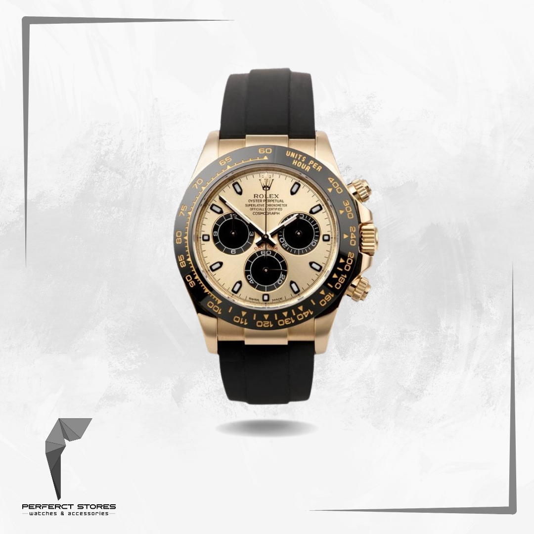 Rolex Daytona Yellow Gold Champagne Black Dial - Master Copy