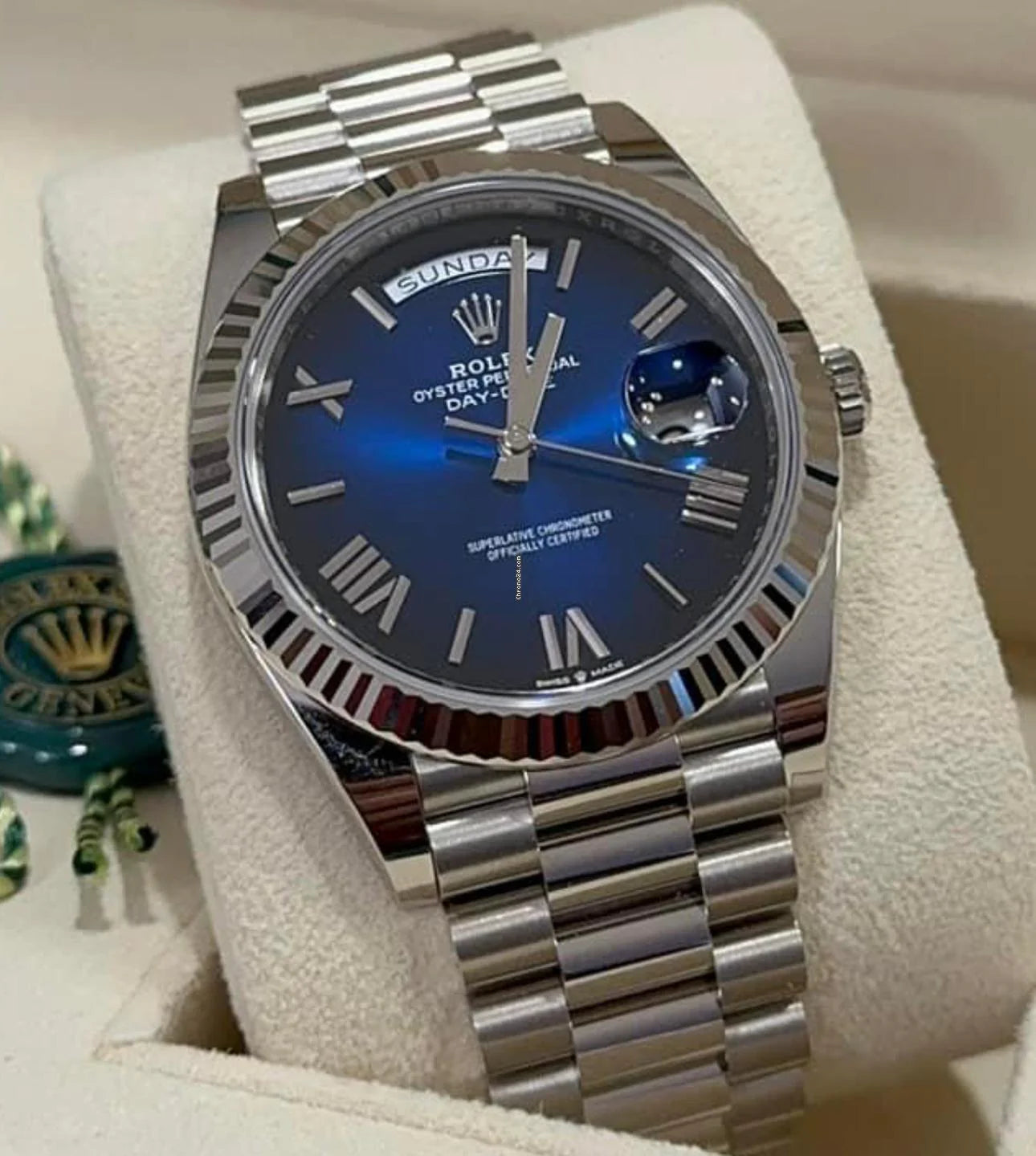 Rolex Day-Date 40mm Blue Roman Dial President - Master Copy