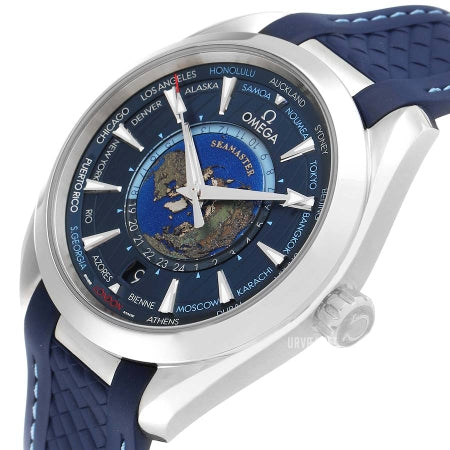 OMEGA Seamaster Aqua Terra Steel & Blue GMT Worldtimer Watch - Master Copy