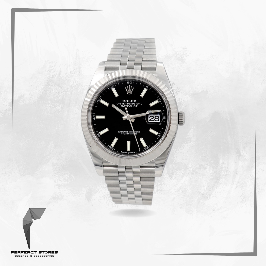 Rolex Datejust 41 Steel Black Index Dial Smooth Jubilee Automatic Watch - Master Copy