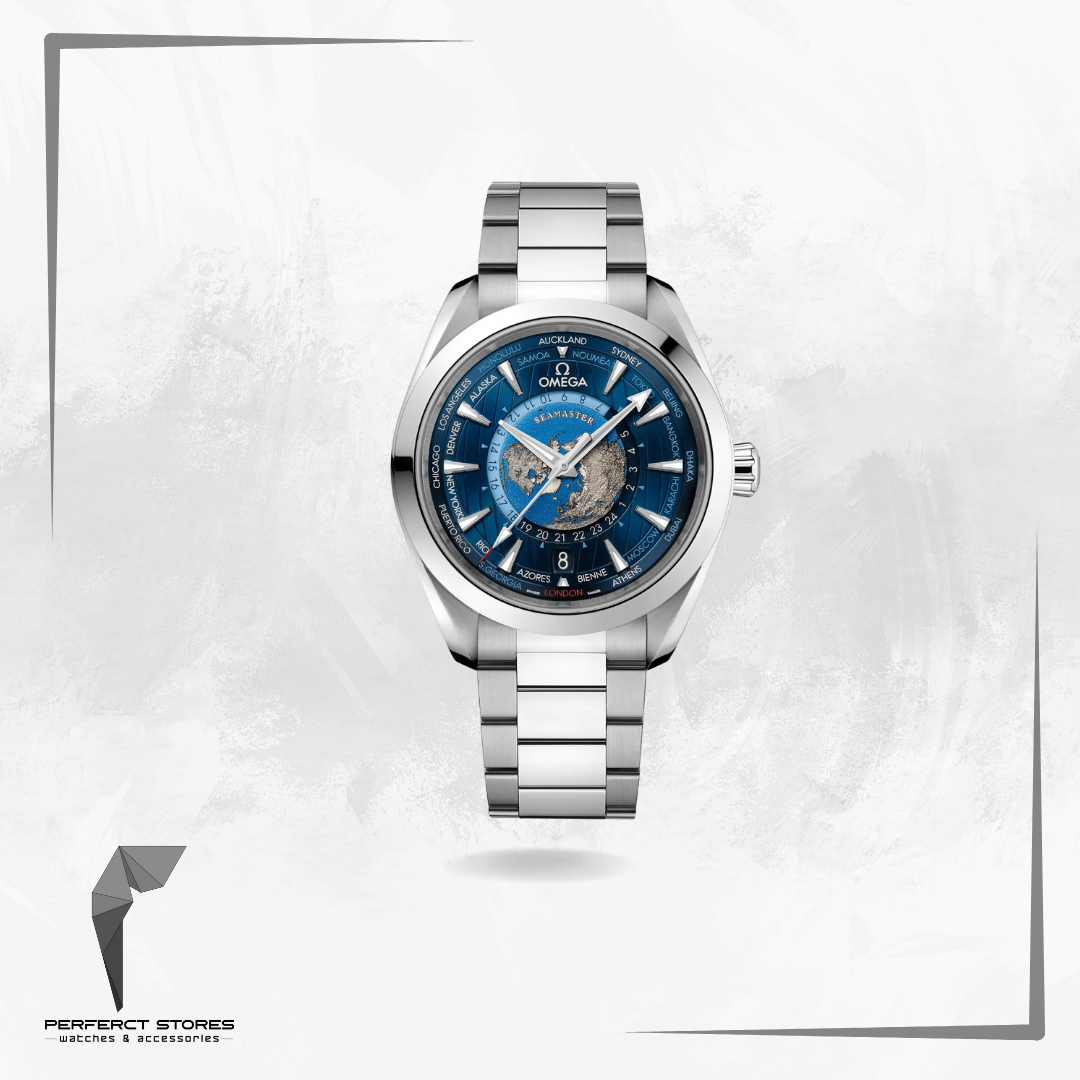 Omega Seamaster Aqua Terra Worldtimer GMT Watch blue dial - Master Copy