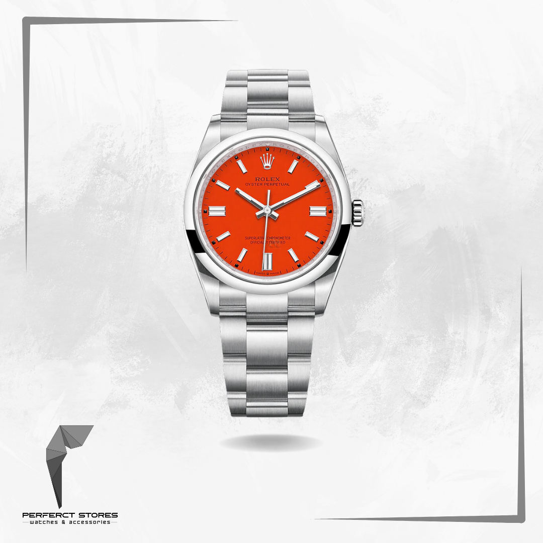 Rolex Oyster Perpetual Domed Bezel Red Dial - Master Copy