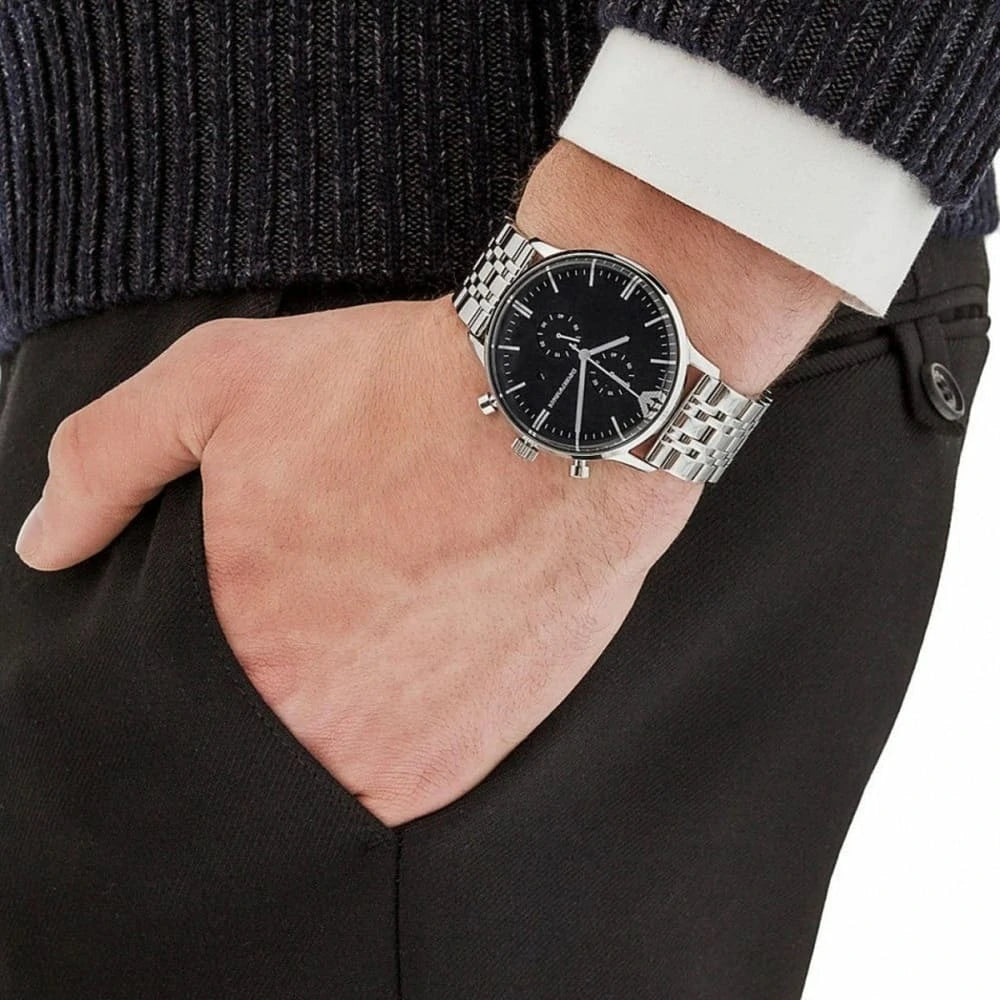 Emporio Armani Men's Chronograph Stainless Steel Watch AR0389 - Original