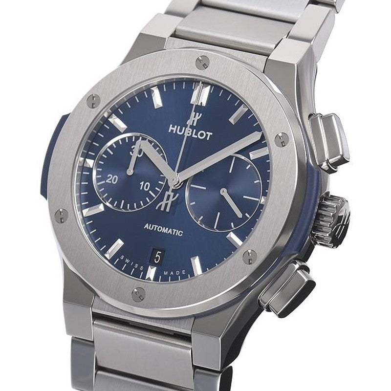 Hublot Classic Fusion Chronograph Silver Blue Dial Bracelet 45mm - Master Copy