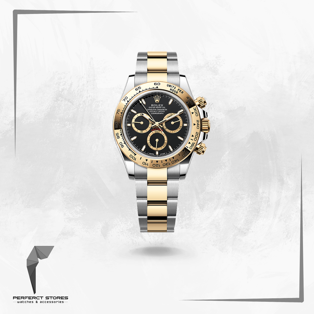Rolex Daytona Black Dial Yellow Gold & Steel Chronograph - Master Copy