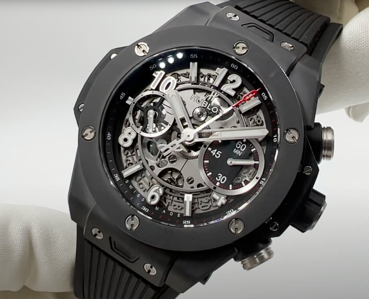 Hublot Watch Big Bang Full Black Rubber Strap 44mm - Master Copy
