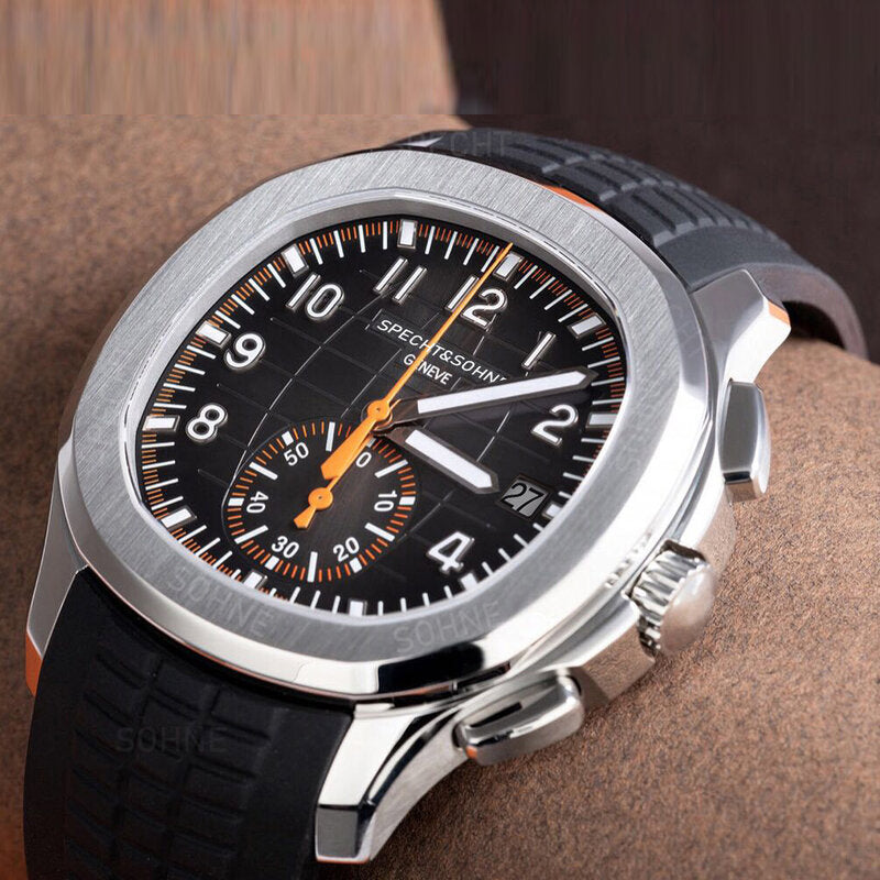 Patek Philippe Aquanaut Steel Black Rubber Strap Mens Watch - Master Copy