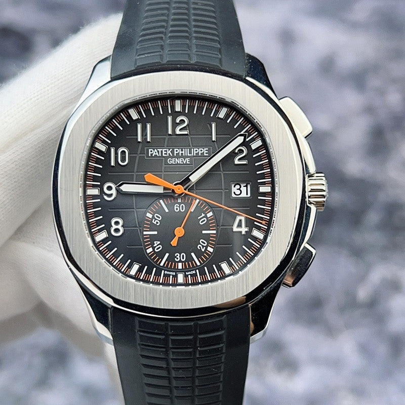Patek Philippe Aquanaut Steel Black Rubber Strap Mens Watch - Master Copy