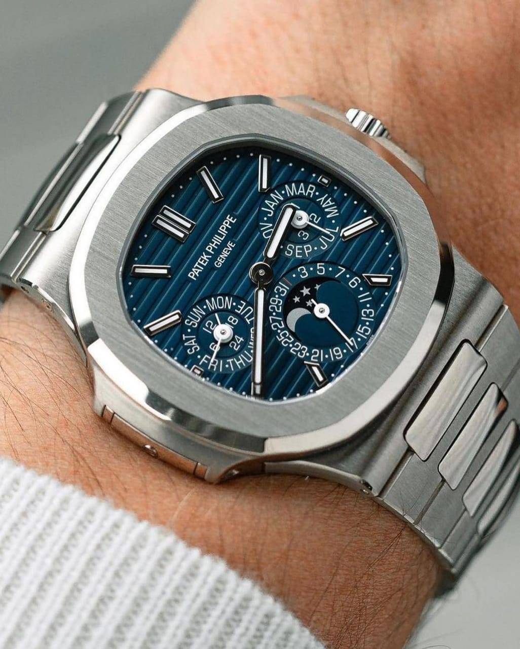 Patek Philippe Nautilus Chronograph Date Stainless Steel Blue Dial - Master Copy