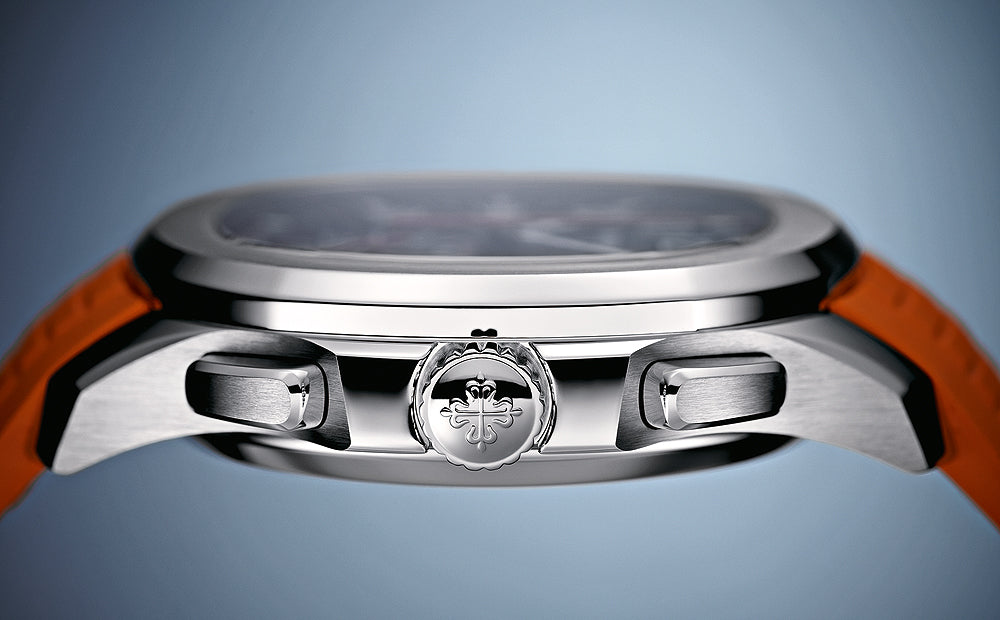 Patek Philippe Aquanaut Steel Orange Rubber Strap Mens Watch - Master Copy