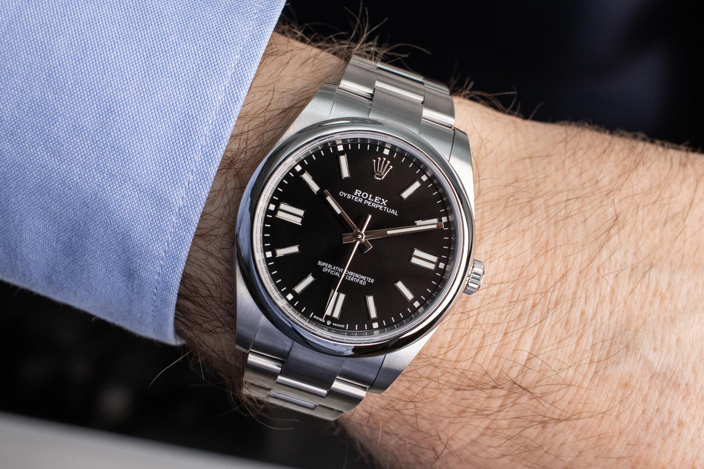 Rolex Oyster Perpetual Stainless Steel Black Dial - Master Copy