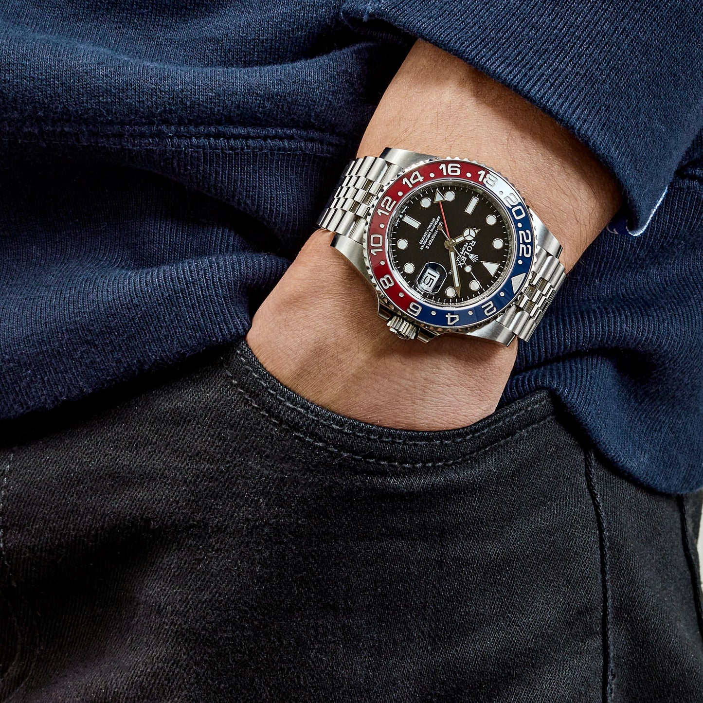 Rolex GMT-Master II 'Pepsi' Stainless Steel Black Dial Jubilee - Master Copy