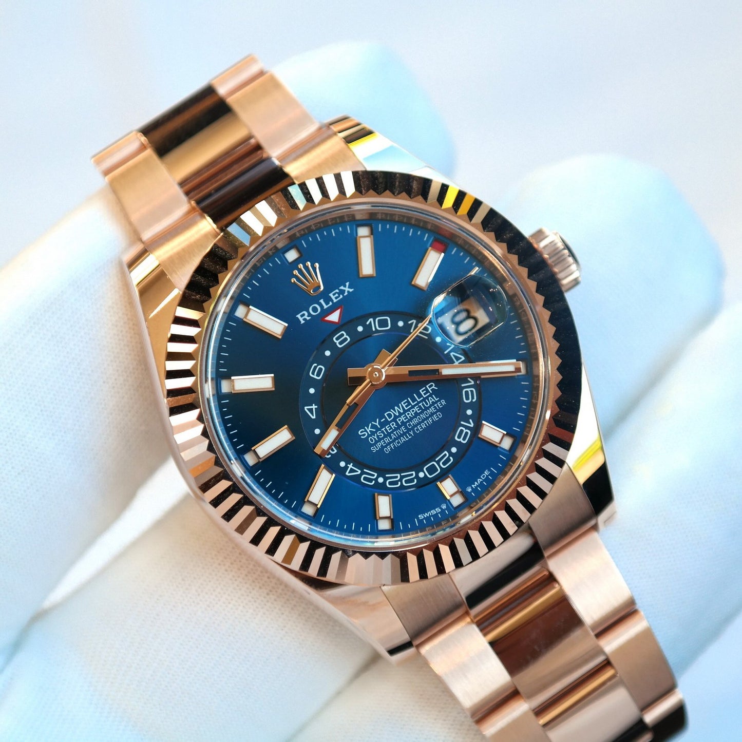 Rolex Sky-Dweller Rose Gold Rhodium Slate Blue Dial (2022) - Master Copy