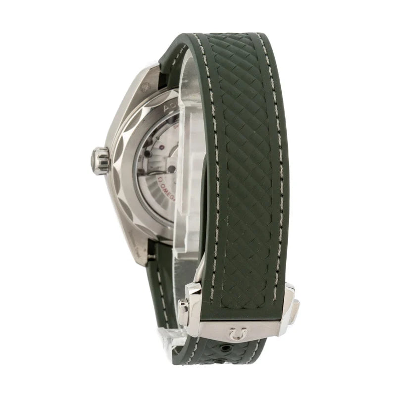 Omega Seamaster Aqua Terra 150m Co Axial Master Chronometer GMT Worldtimer Mens Watch Green Rubber - Master Copy