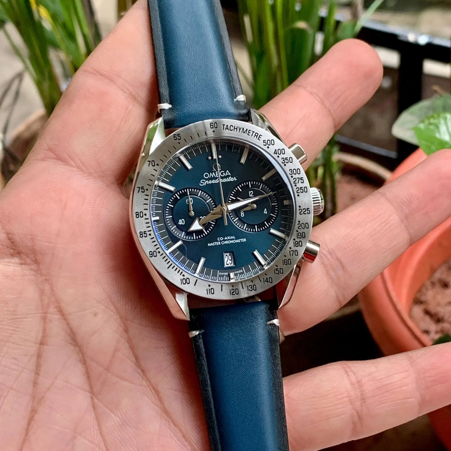 Omega Speedmaster '57 Co-Axial Master Chronometer blue dial leather - Master Copy