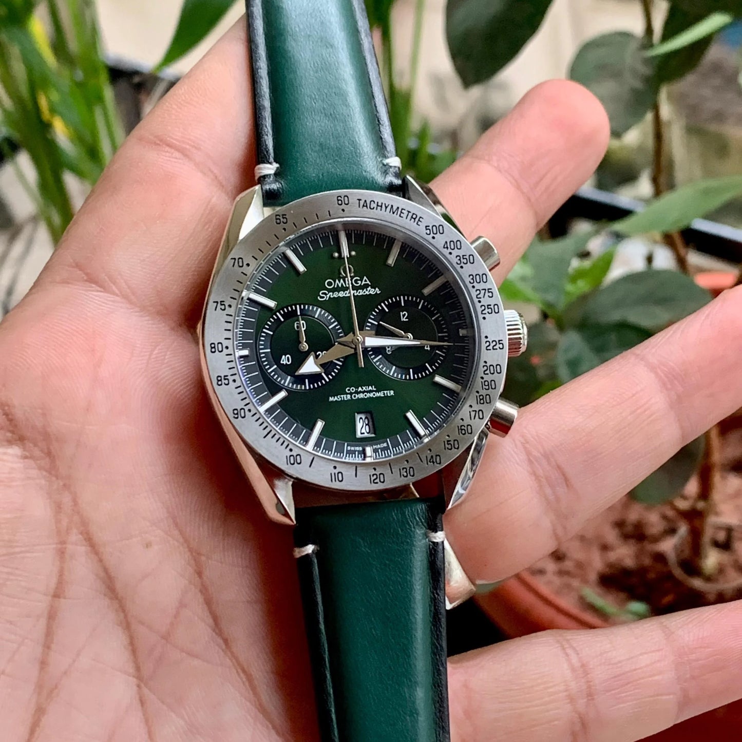 Omega Speedmaster '57 Co-Axial Master Chronometer green dial leather - Master Copy