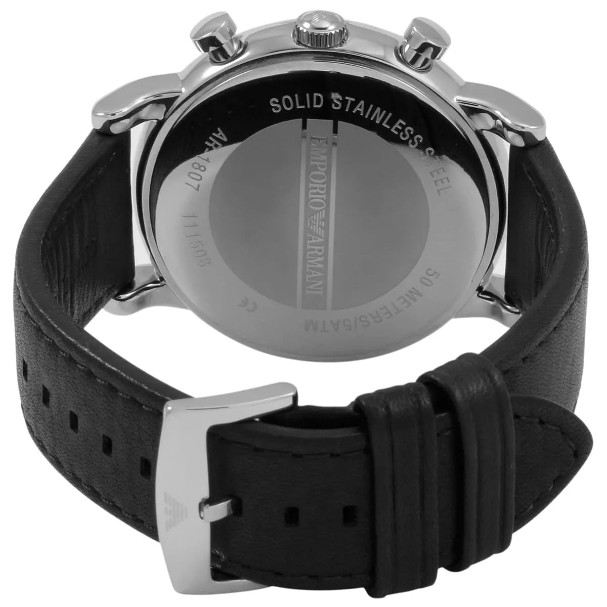 Emporio Armani Men's Chronograph Black Leather Watch AR1807 - Original