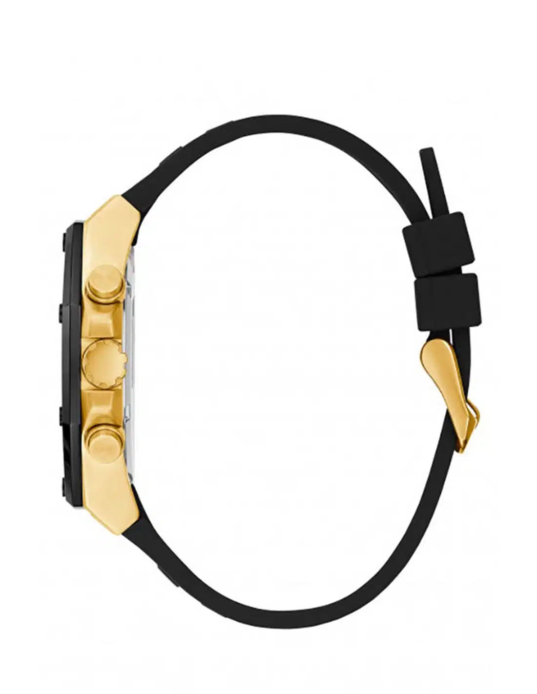 Guess W0263G1 Gold Tone Case Black Silicone Watch Men - Original