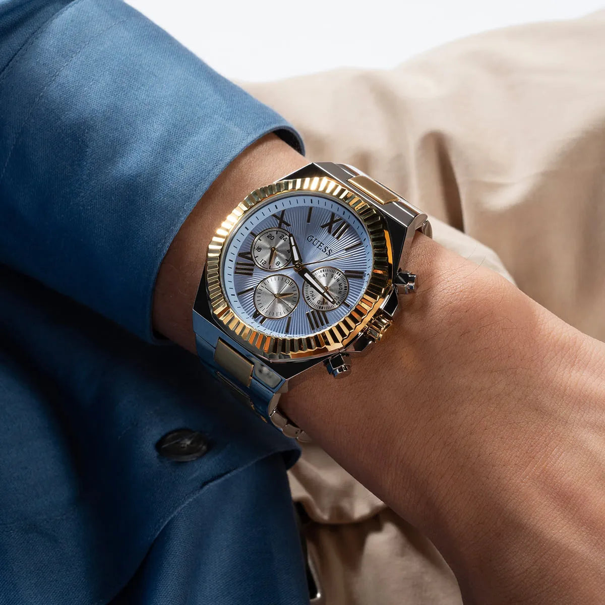 GUESS Mens 2-Tone Multi-function Watch - GW0703G3 - Original