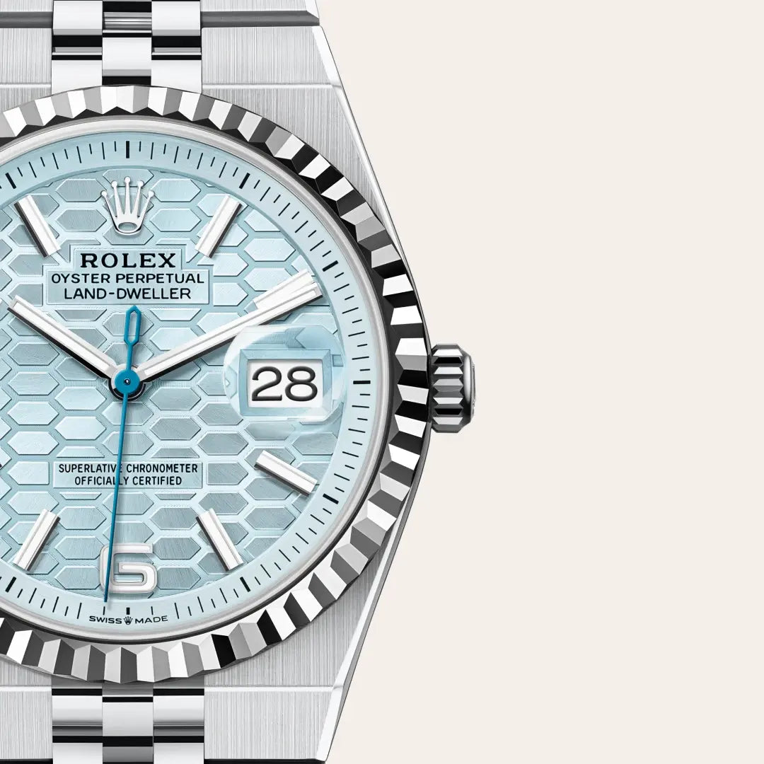 Rolex Land-Dweller (Reference 127336-0001) with an ice-blue dial