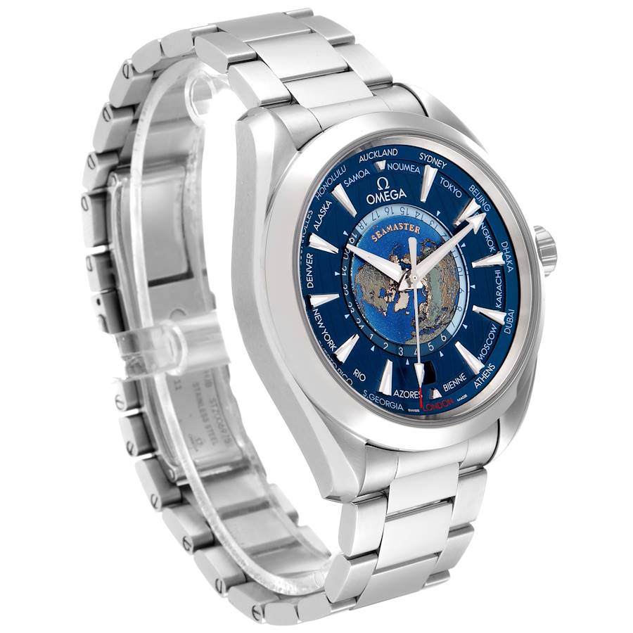 Omega Seamaster Aqua Terra Worldtimer GMT Watch blue dial - Master Copy