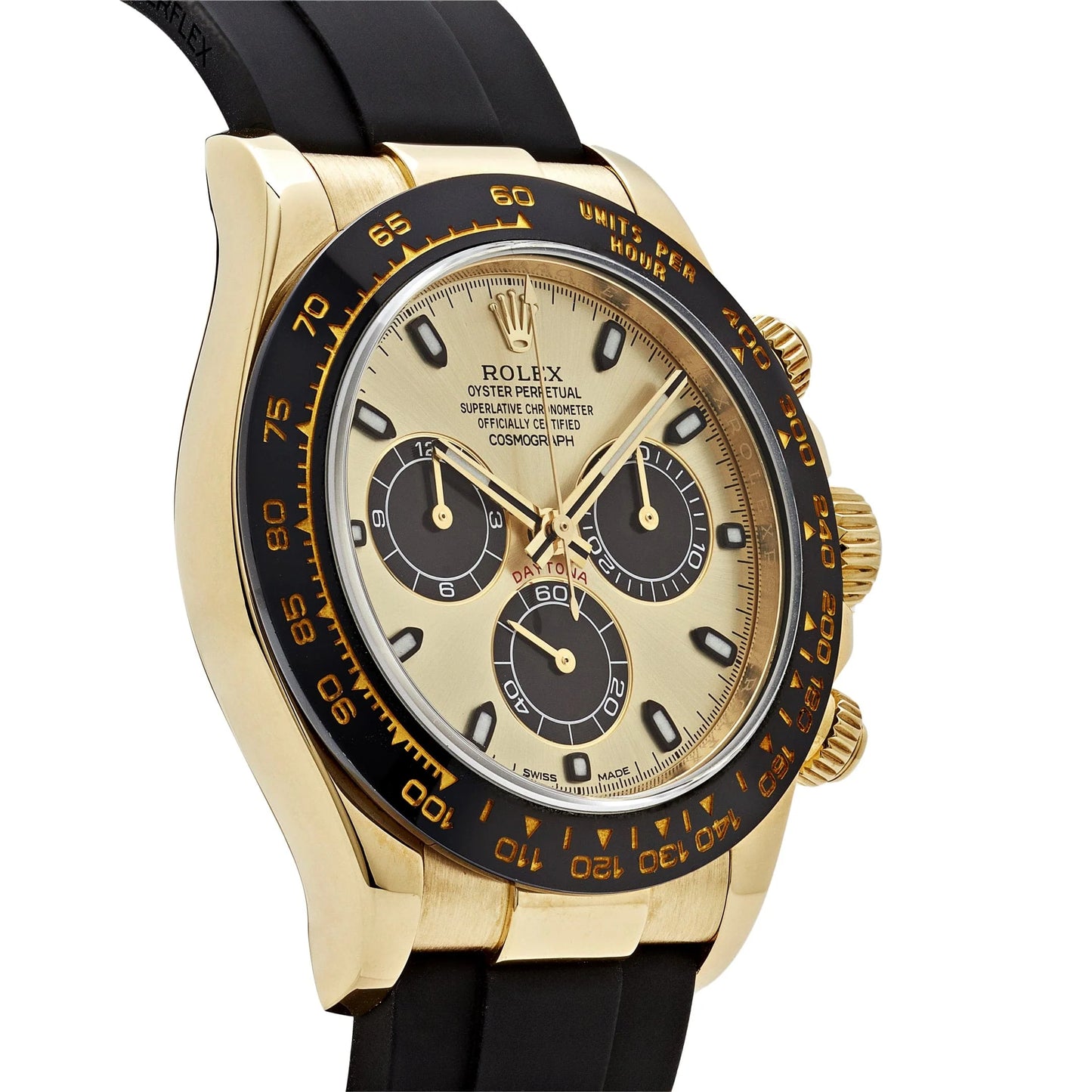 Rolex Daytona Yellow Gold Champagne Black Dial - Master Copy