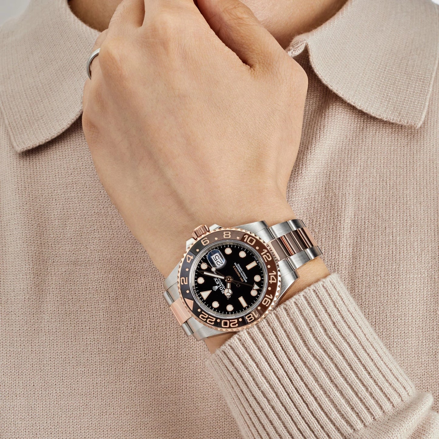 Rolex GMT-Master II 'Root Beer' Rose Gold Stainless Black Dial - Master Copy