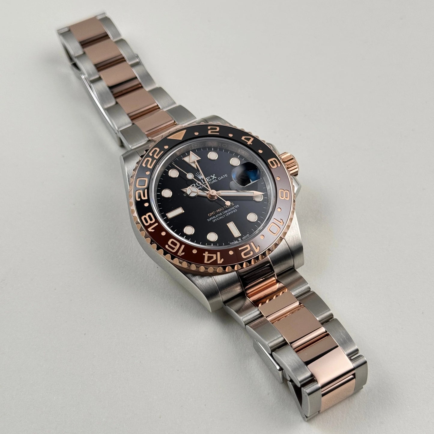 Rolex GMT-Master II 'Root Beer' Rose Gold Stainless Black Dial - Master Copy