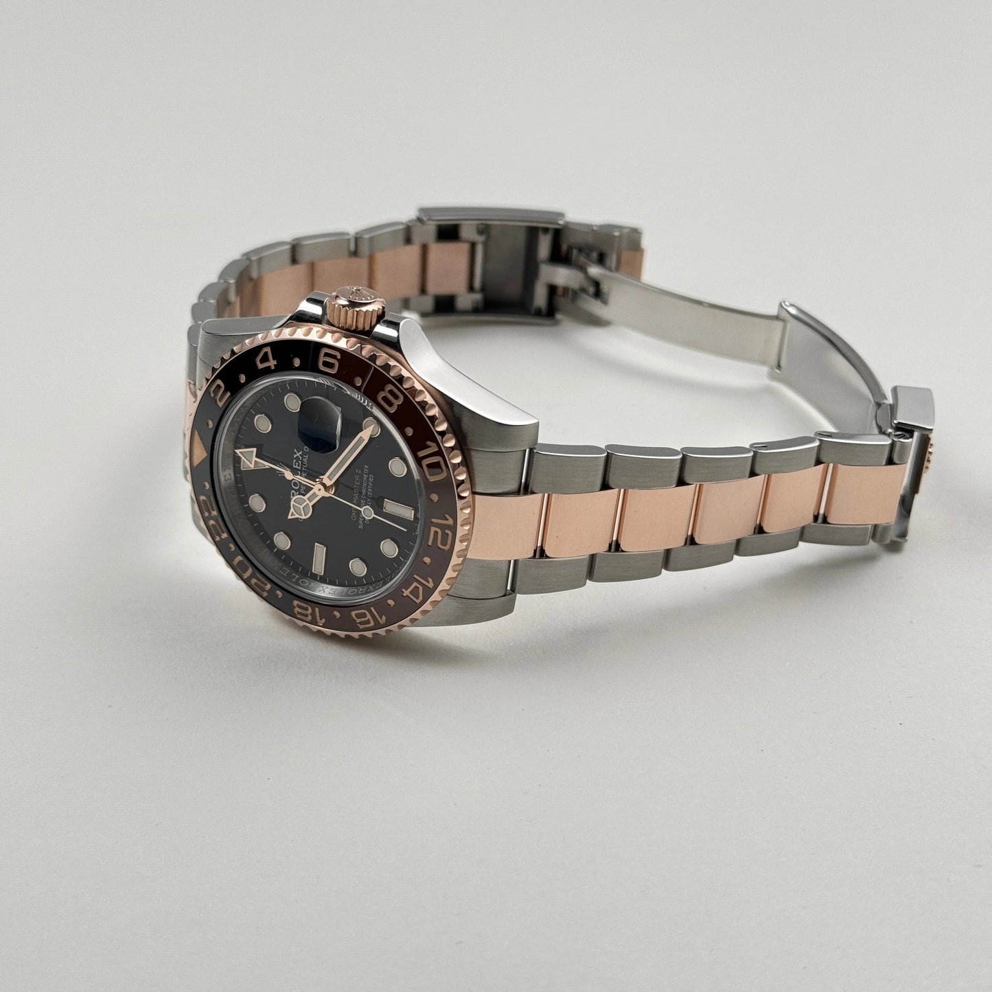 Rolex GMT-Master II 'Root Beer' Rose Gold Stainless Black Dial - Master Copy