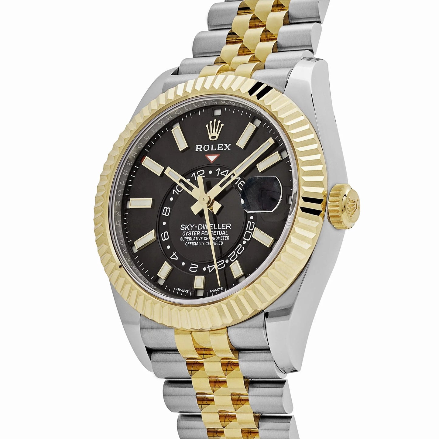 Rolex Sky-Dweller Stainless Steel Yellow Gold Jubilee Black Dial - Master Copy