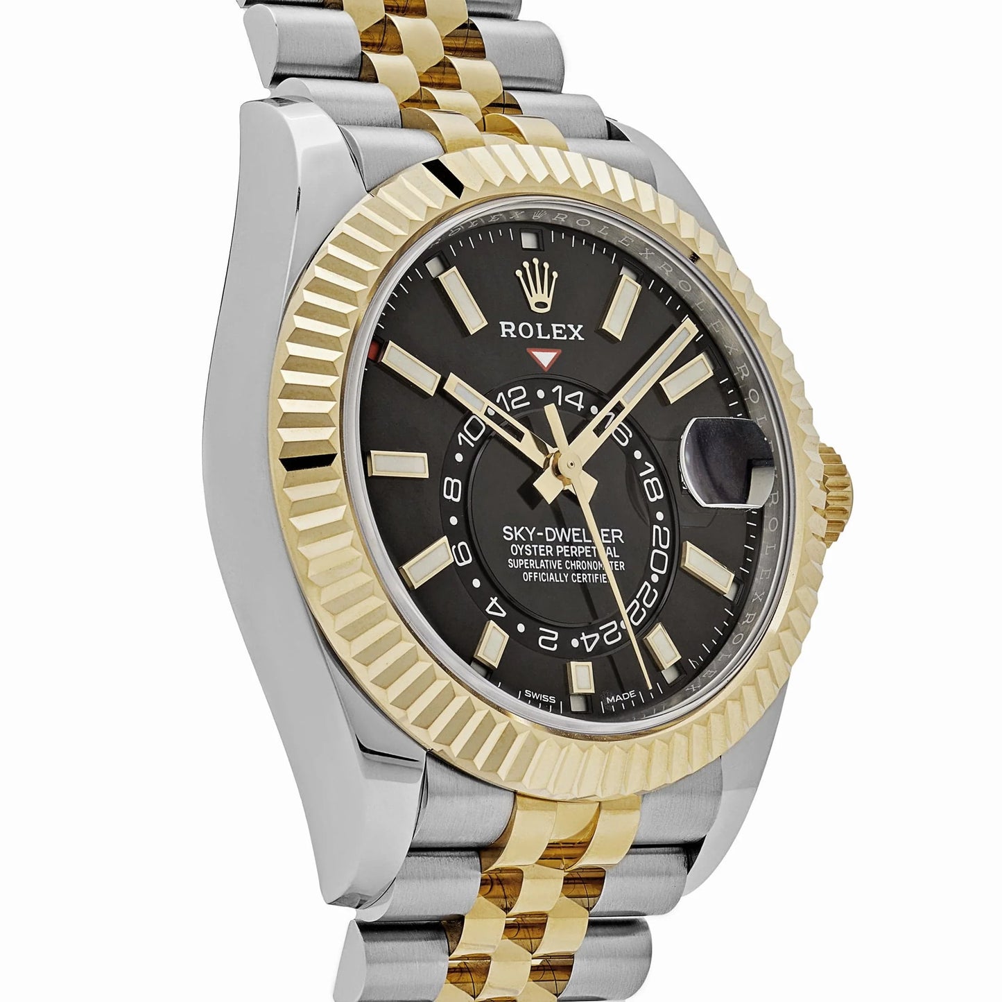 Rolex Sky-Dweller Stainless Steel Yellow Gold Jubilee Black Dial - Master Copy