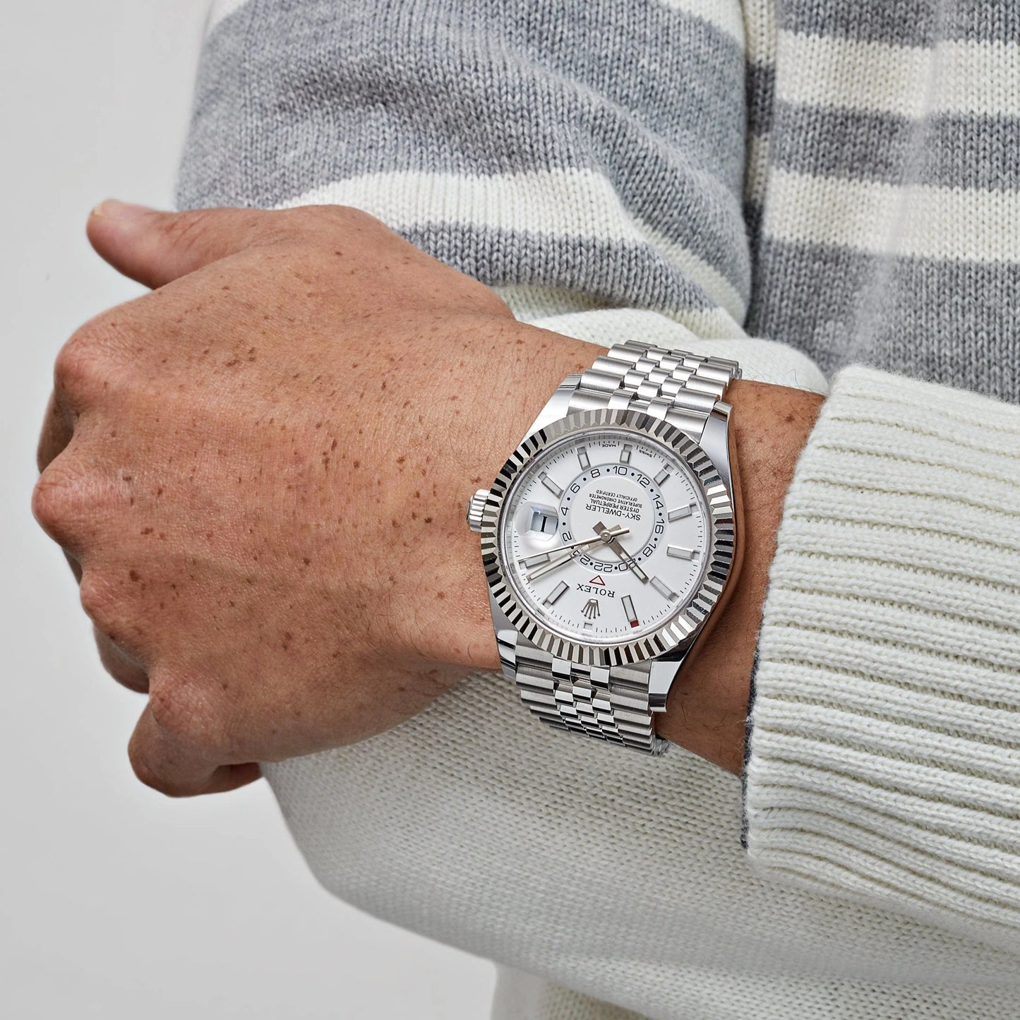 Rolex Sky-Dweller Stainless Steel White Dial Jubilee - Master Copy