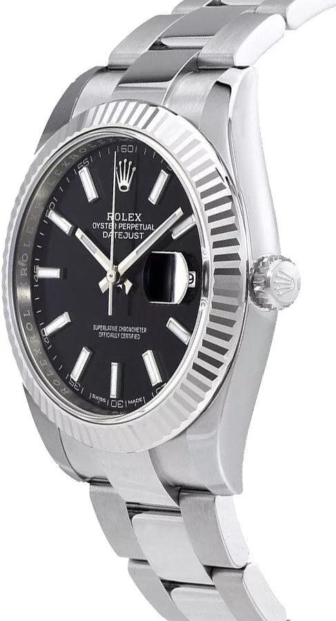 Rolex Datejust 41 Stainless Steel Black Dial Men's Watch - Master Copy