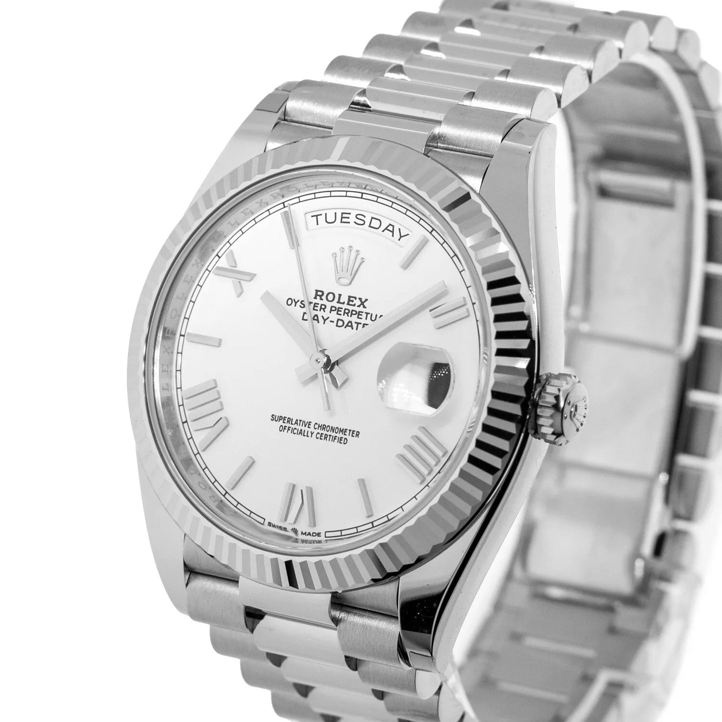 Rolex Day-Date 40mm White Roman Dial President - Master Copy
