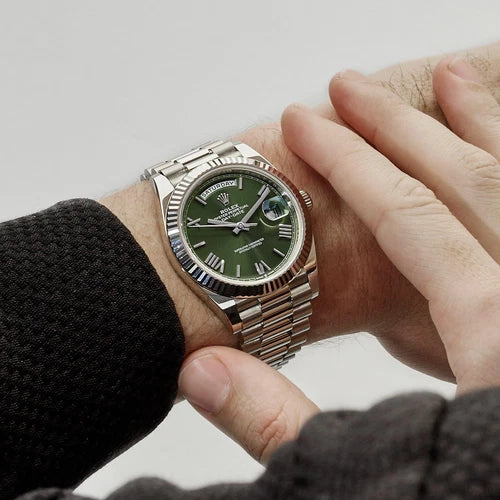 Rolex Day-Date Silver Olive Dial - Master Copy