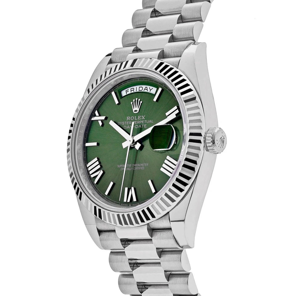 Rolex Day-Date Silver Olive Dial - Master Copy